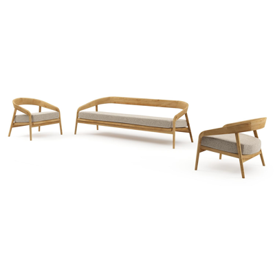 Lacrima loungeset in teak met bora jungle all weather Cosytica kussen