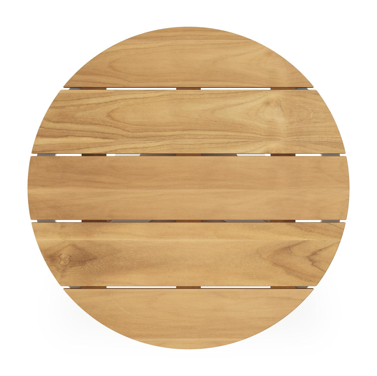 Fano low dining loungetafel in wit aluminium en teak  - Dia. 65 x H 55 cm