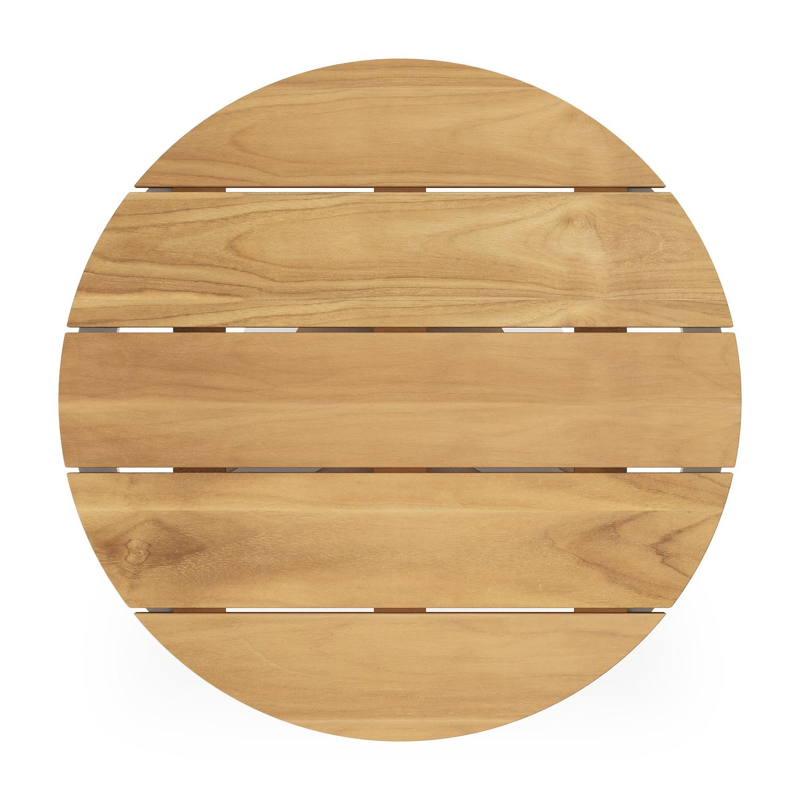 Fano low dining loungetafel in wit aluminium en teak  - Dia. 65 x H 55 cm