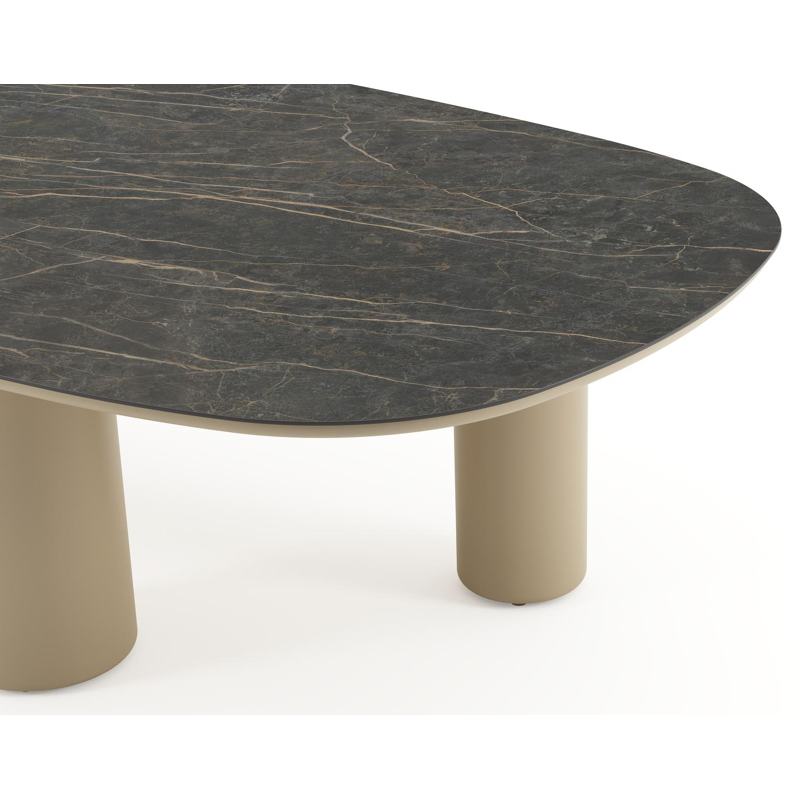 Amico tuintafel bombo xl in beige aluminium en volkeramiek Black Obsession - L 270 x B 148 x H 73.5 cm