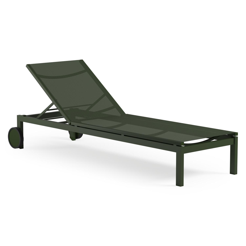 Set van 2 verstelbare Caravelle ligbedden in groen aluminium