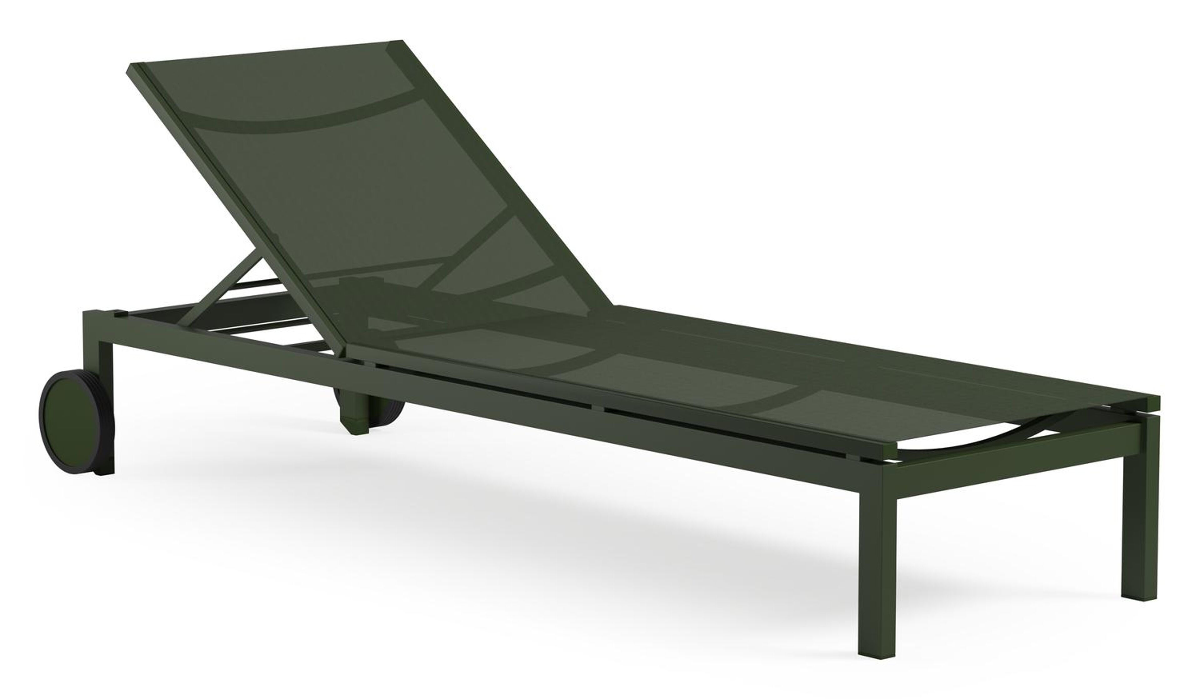 Chaise longue réglable Caravelle en aluminium vert et textilène simple vert