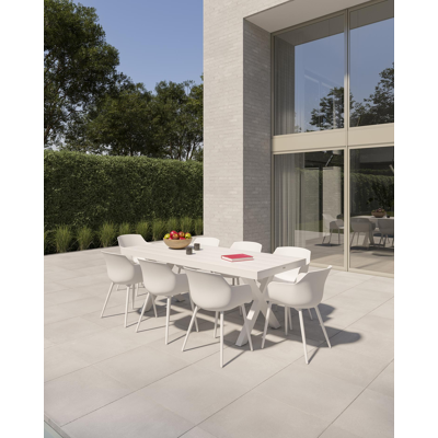 Bahia tuinset in wit aluminium met 8 Paco tuinstoelen