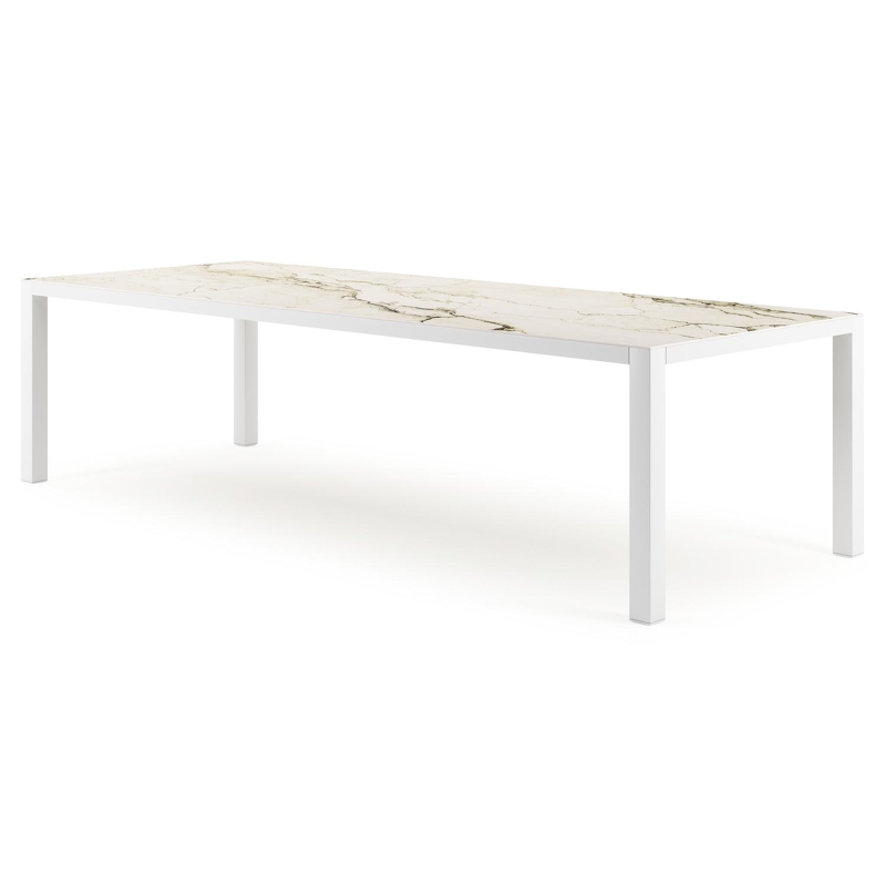 Como tuintafel rechthoekig in wit aluminium en volkeramiek colorado dunes - L 280 x B 110 x H 75 cm