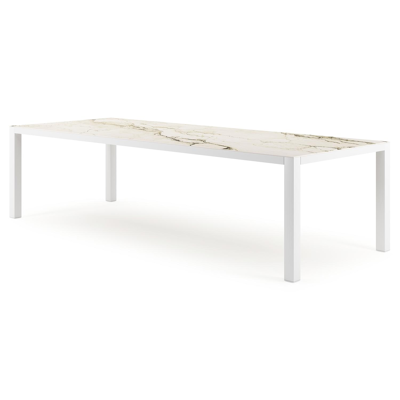 Como tuintafel rechthoekig in wit aluminium en volkeramiek colorado dunes - L 280 x B 110 x H 75 cm