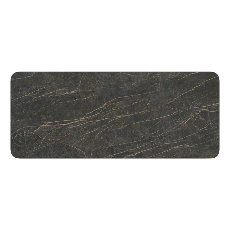 Lugano tuintafel rechthoekig afgerond in zwart aluminium en volkeramiek black obsession - L 240 x B 100 x H 75 cm