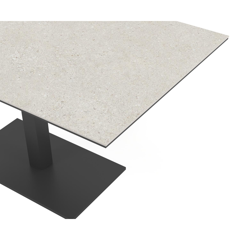 Table de jardin Piemonte rectangulaire en aluminium noir et céramique pleine shilin - Lg. 140 x Lrg. 80 x Haut. 73 cm
