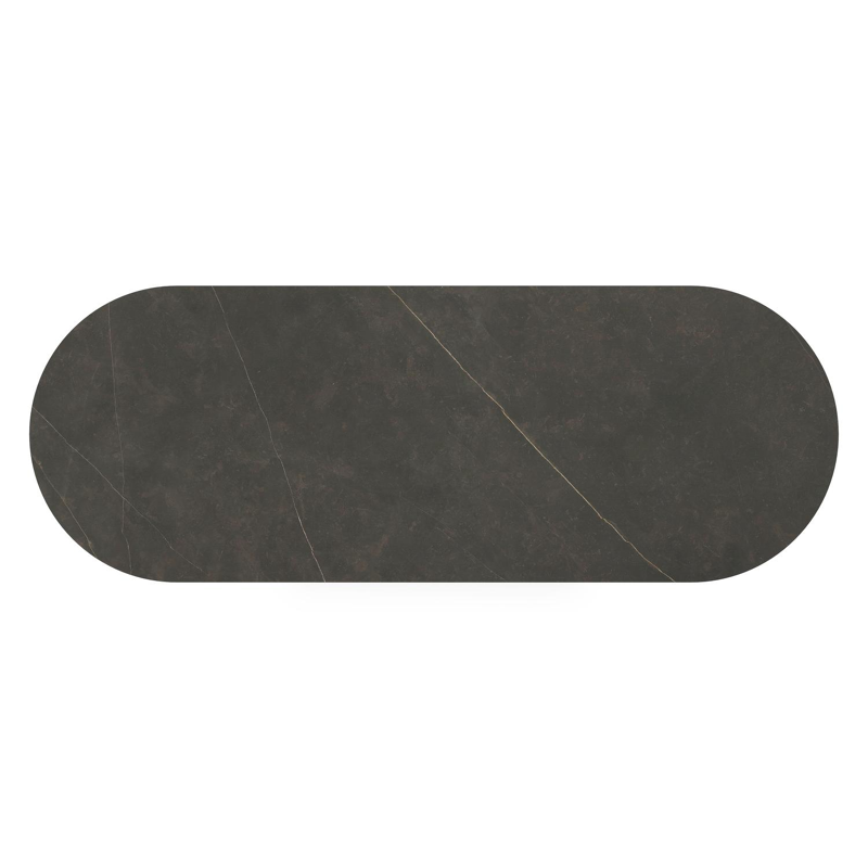 Como tuintafel ovaal in wit aluminium en volkeramiek Calatorao - L 300 x B 110 x H 74 cm