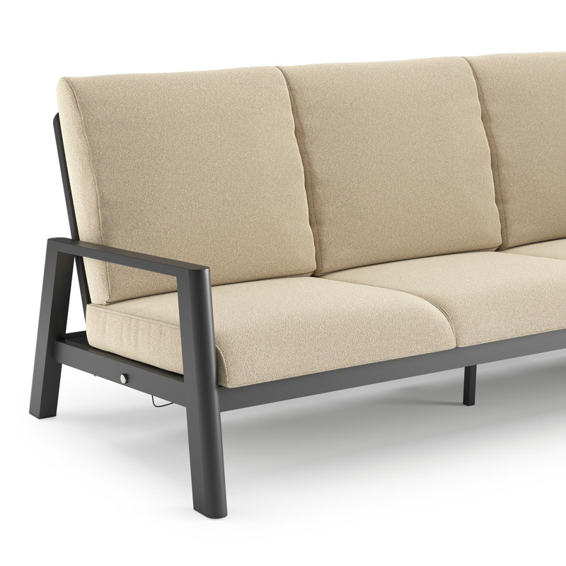 Cirello loungebank in zwart aluminium met soul papyrus all weather solica kussen