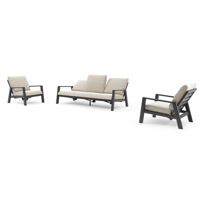 Cirello loungeset in zwart aluminium met lopi marble all weather sunbrella® luxe kussen