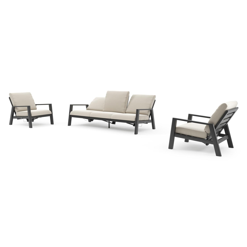 Cirello loungeset in zwart aluminium met lopi marble all weather sunbrella® luxe kussen