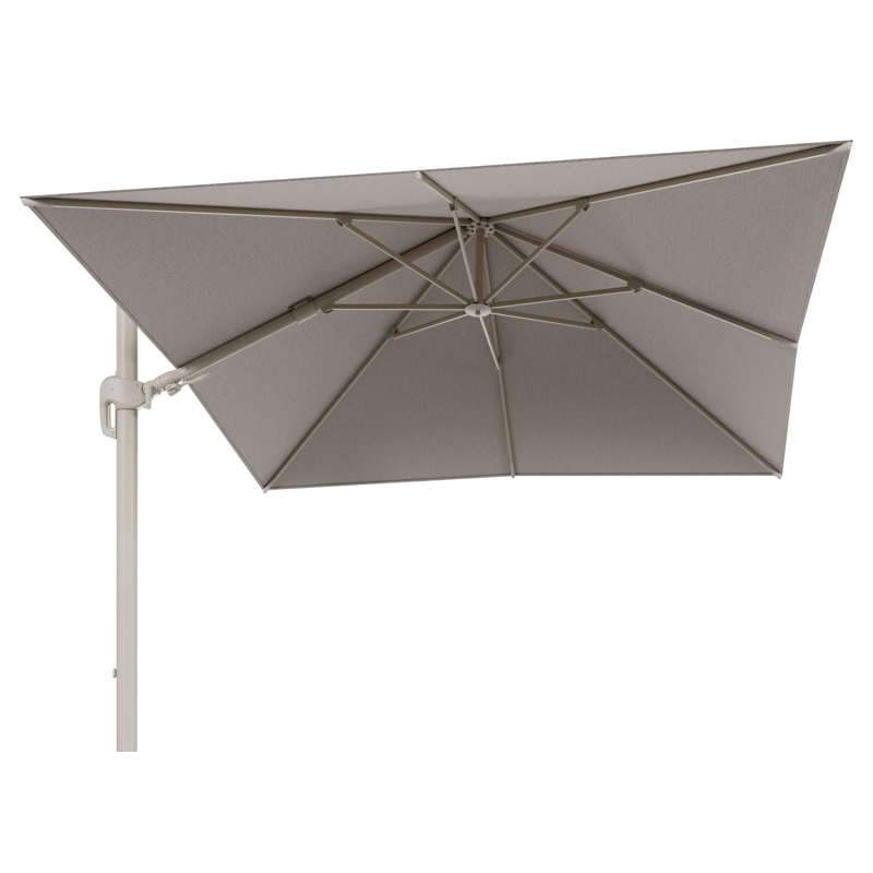 Rufina zweefparasol tiltfunctie in beige aluminium en parasoldoek in All Weather Sunbrella® Luxe Slow Farafra - L1 300 x L2 300 cm (zonder voet)