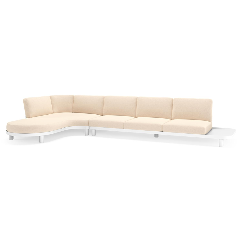 Donato loungehoek in wit aluminium met all weather sunbrella® luxe Heritage Papyrus kussen
