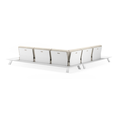 Cesano loungehoek in wit aluminium met chartres pewter all weather sunbrella® luxe kussens