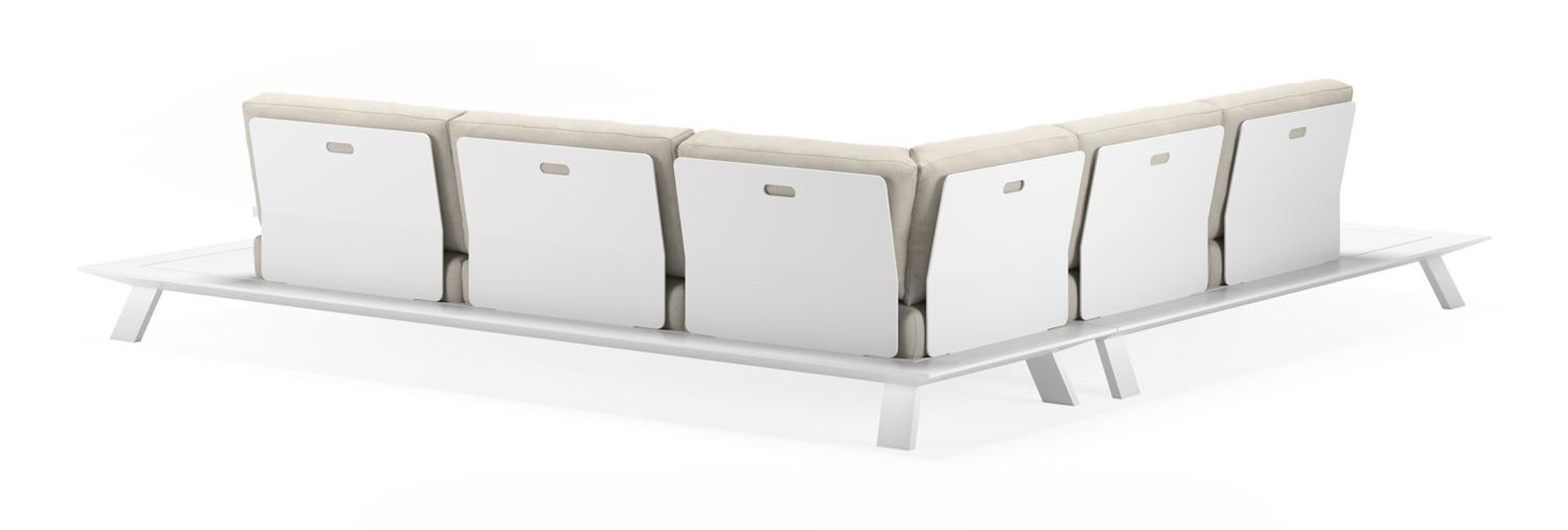 Cesano loungehoek in wit aluminium met chartres pewter all weather sunbrella® luxe kussens