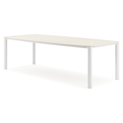 Orso tuintafel bootvorm in wit aluminium en volkeramiek retrostone - L 255 x B 115 x H 75 cm