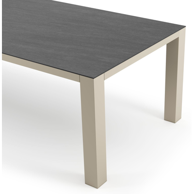 Nano tuintafel rechthoekig in beige aluminium en volkeramiek Basalt Black - L 280 x B 110 x H 75 cm
