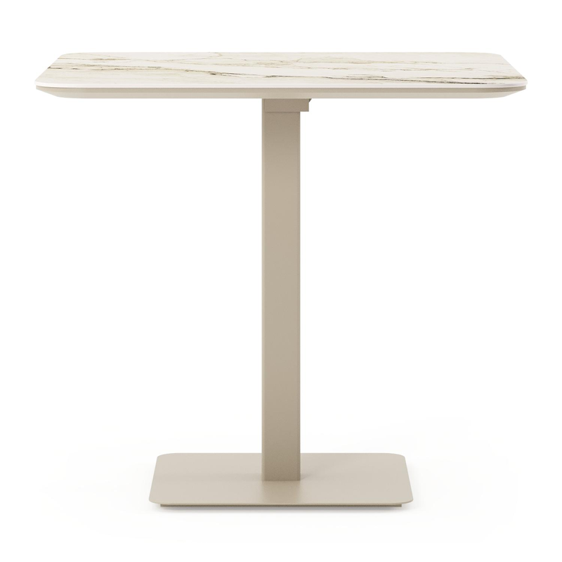Fano kantelbare tuintafel afgerond vierkant in beige aluminium en volkeramiek Colorado Dunes L 80 x B 80 x H 72.50 cm