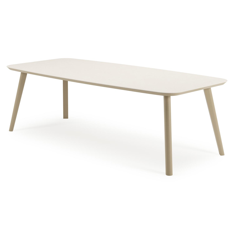 Mosa tuintafel bootvorm in beige aluminium en sintered stone Crema minerale - L 240 x B 110 x H 74 cm