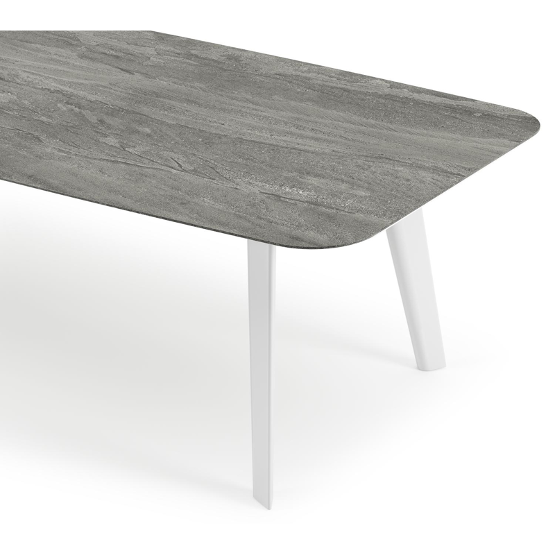 Lacrima tuintafel in wit aluminium en volkeramiek aspen grey  - L 315 x B 115 x H 73 cm