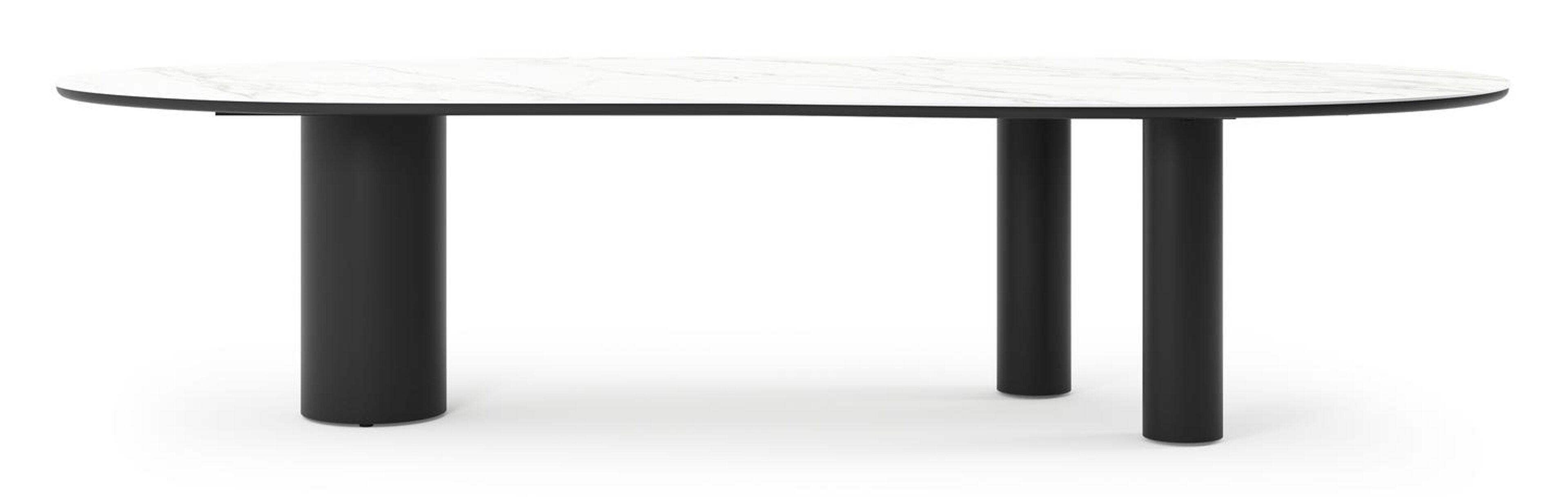 Organo tuintafel organisch in zwart aluminium en volkeramiek Calacatta - L 320 x B 120 x H 74 cm