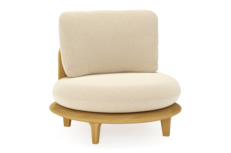 Fauteuil de jardin Bomero en teck et coussins en all weather solica soul papyrus