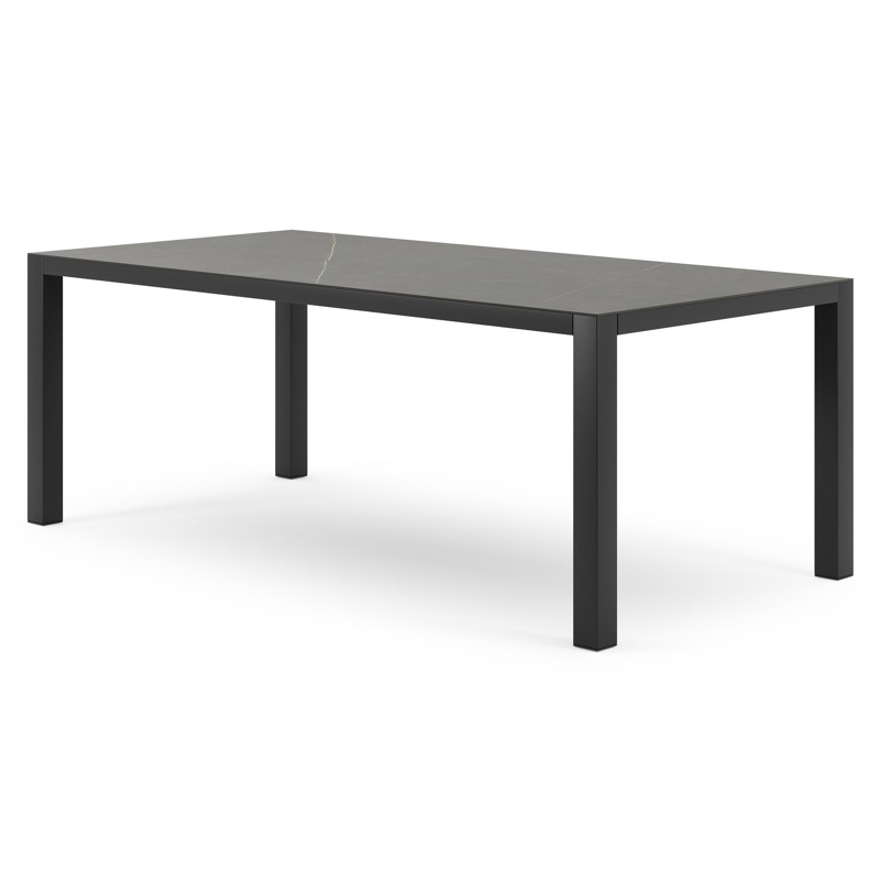 Table de jardin Como en aluminium noir et céramique pleine calatorao - Lg 200 x Larg. 100 x H 75 cm