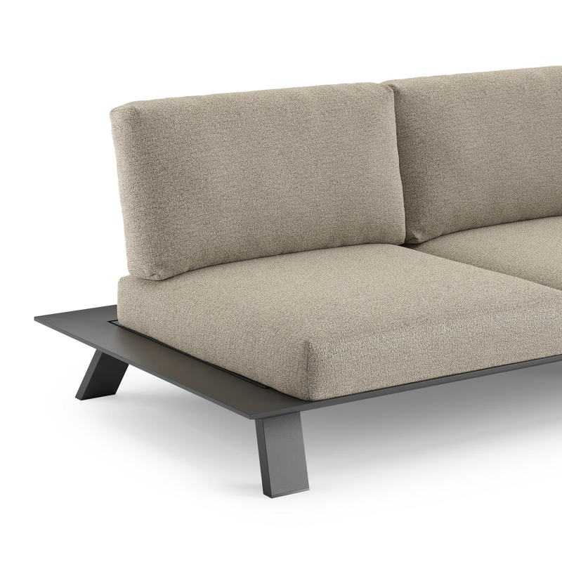 Cesano loungehoek in zwart aluminium met catania beige all weather Cosytica kussen