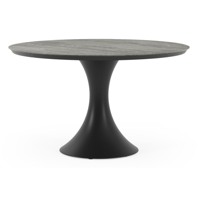 Fano tuintafel in zwart aluminium en volkeramiek aspen grey - Dia. 130 x H 75 cm