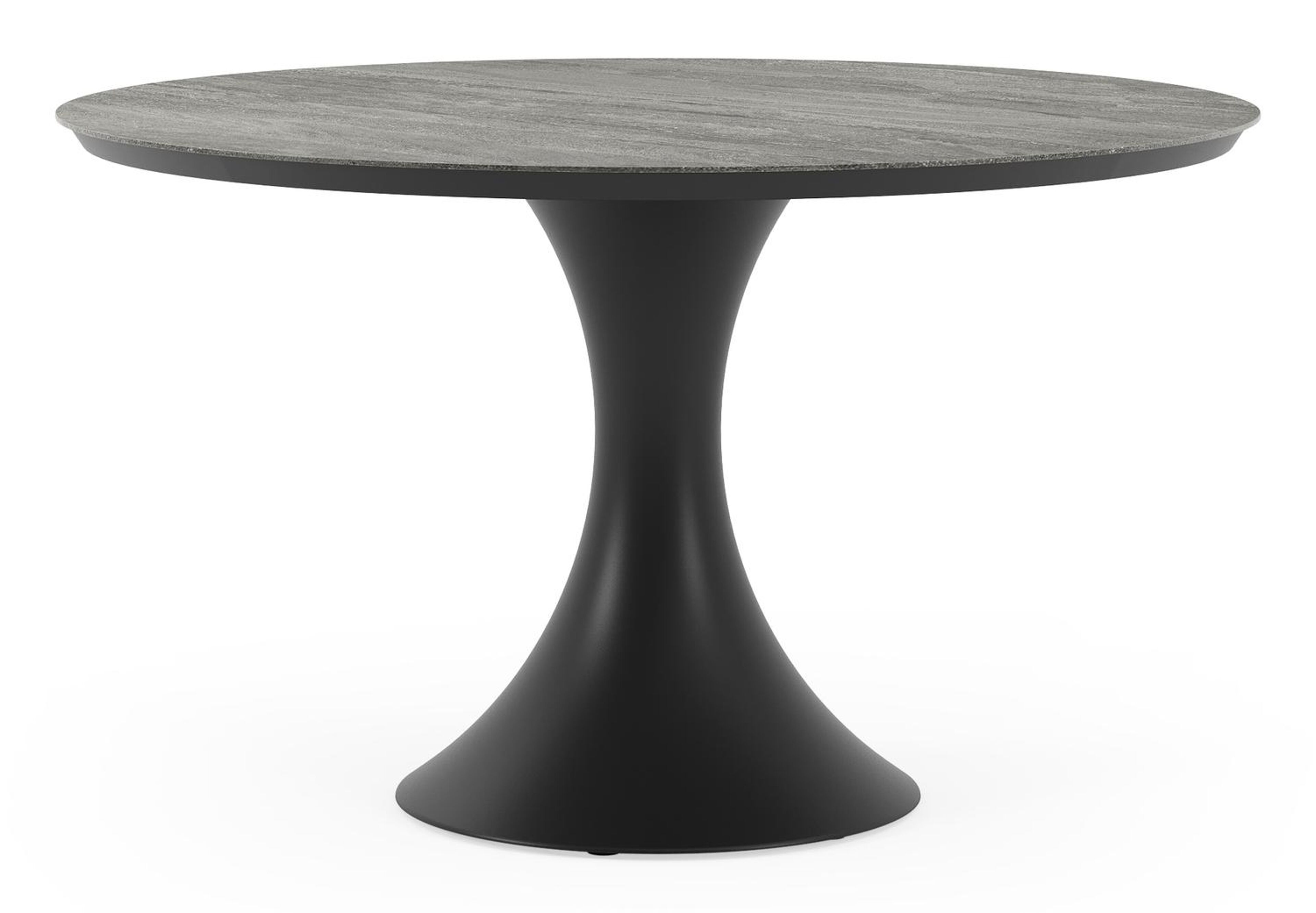 Fano tuintafel rond in zwart aluminium en volkeramiek aspen grey - Dia. 130 x H 75 cm