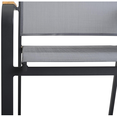 Trente tuinset in zwart aluminium en teak naturel tafelblad met 10 stapelbare Amalfi tuinstoelen