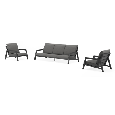 Zen'so loungeset in zwart aluminium met savane tornado all weather sunbrella® luxe kussens