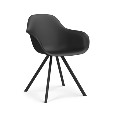 Virano tuinstoel in zwart aluminium en zwart kunststof