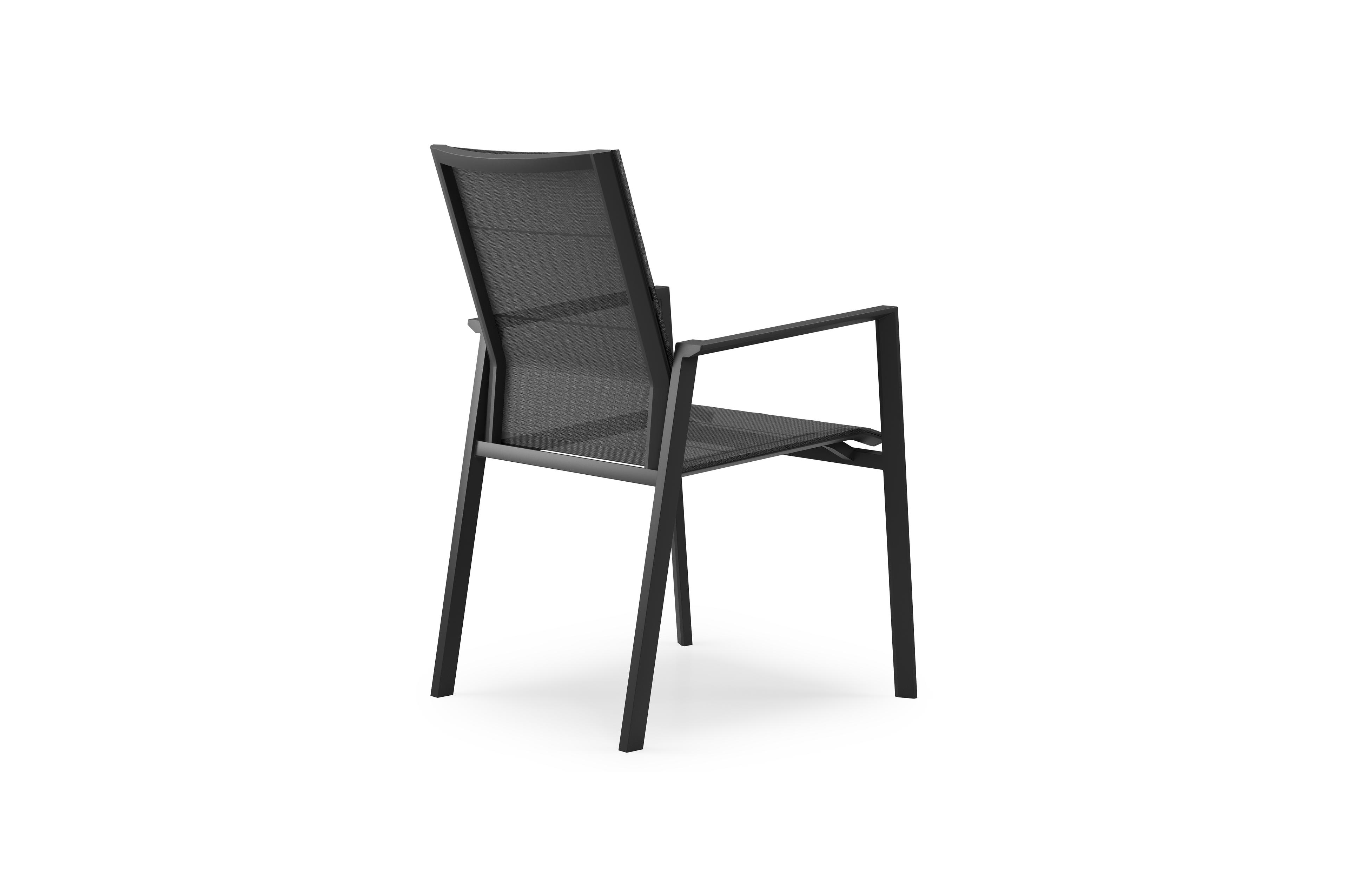 Cirello stapelbare tuinstoel in zwart aluminium en zwart textilene