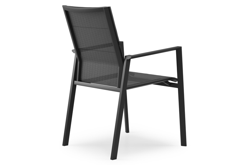 Cirello stapelbare tuinstoel in zwart aluminium en zwart textilene