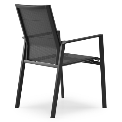 Cirello stapelbare tuinstoel in zwart aluminium en zwart textilene