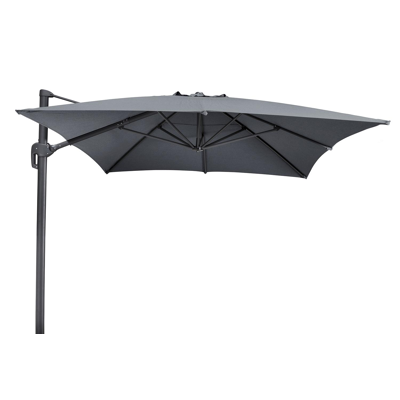 Rufina zweefparasol in zwart aluminium met natte charcoal chine all weather sunbrella® luxe parasoldoek - L1: 300 x L2: 400 cm (zonder voet)
