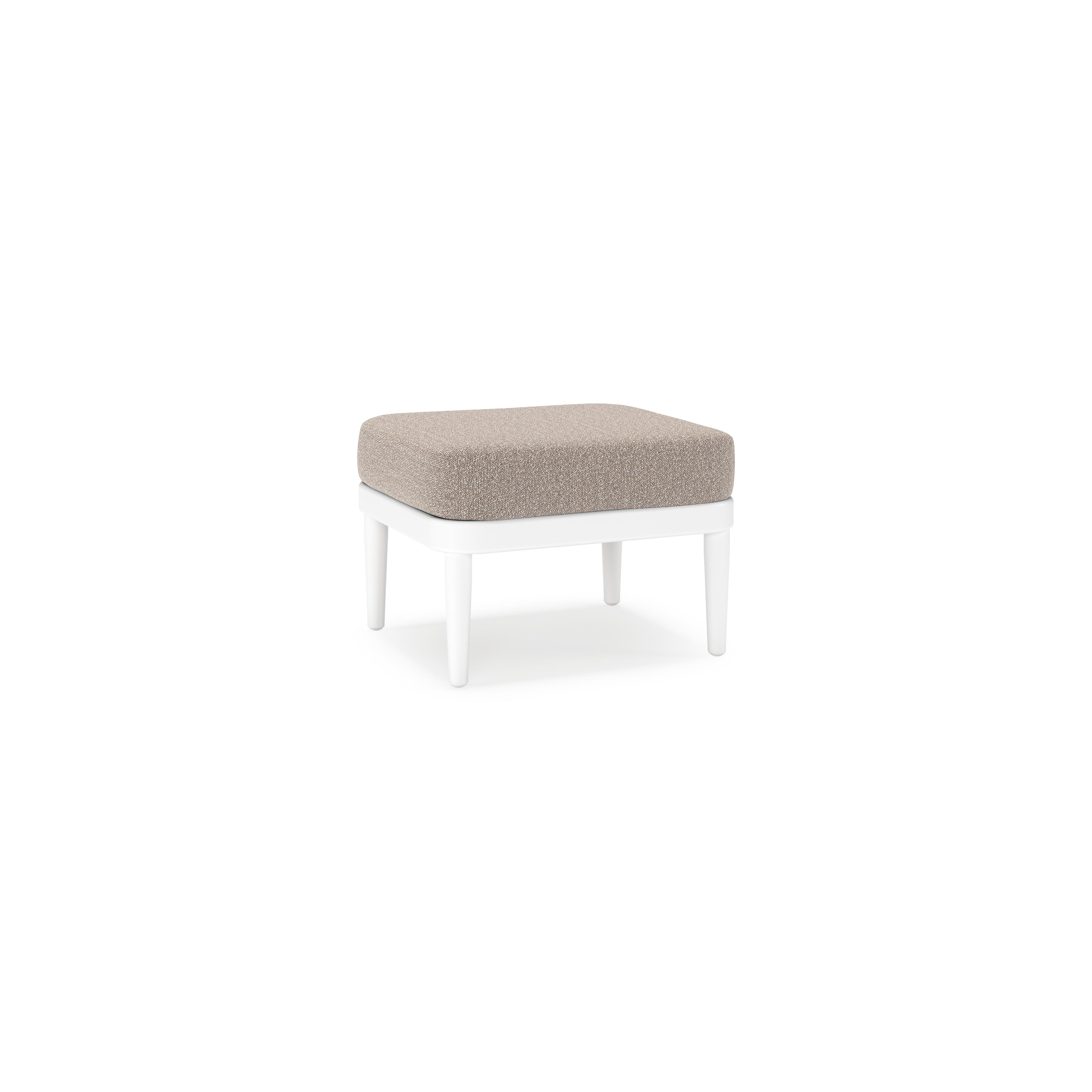 Orso poef in wit aluminium met Wander Manioc All Weather Sunbrella® luxe kussen