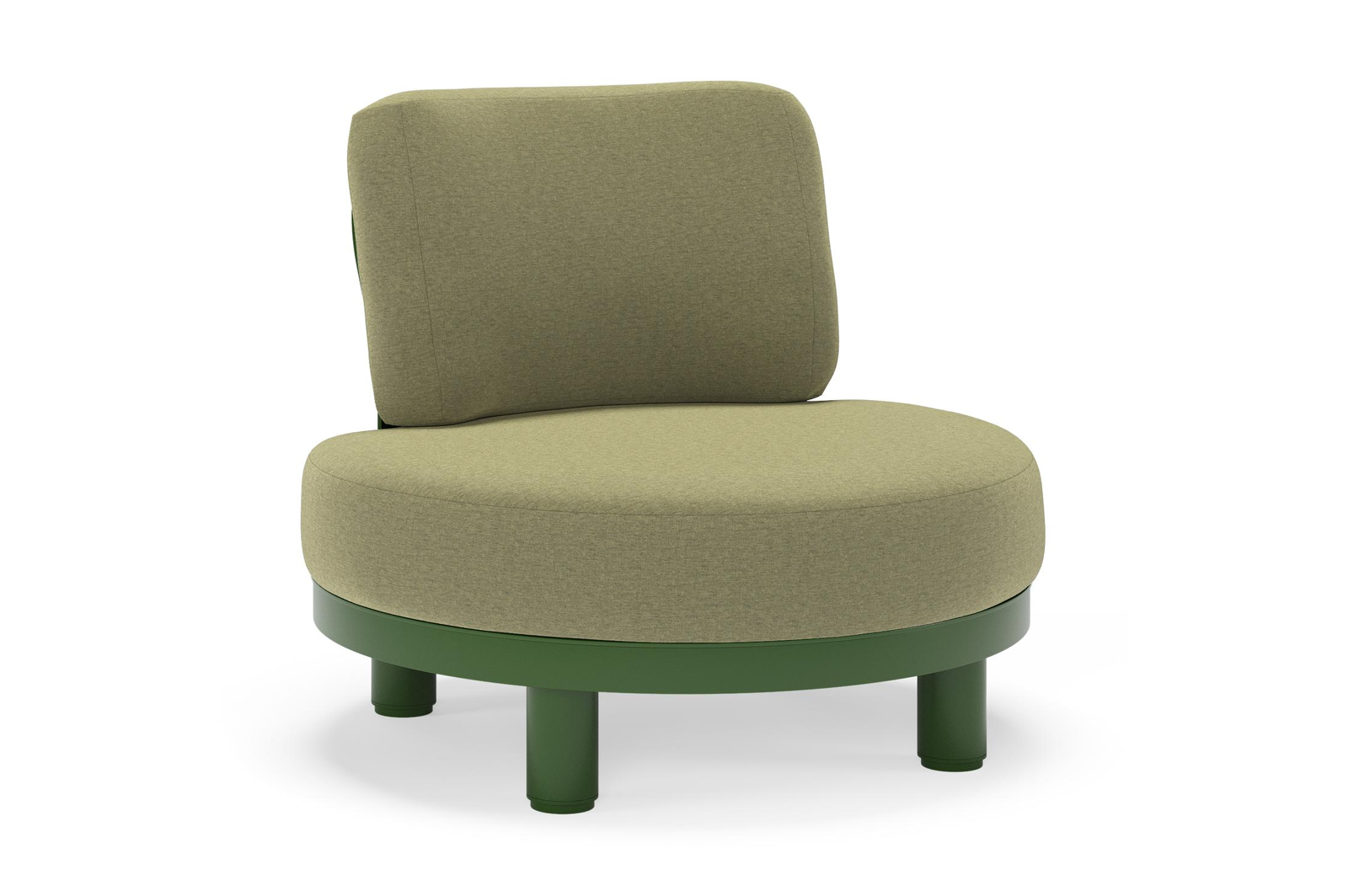 Fauteuil de jardin Donato en aluminium vert et coussins en all weather sunbrella® luxe Heritage Leaf