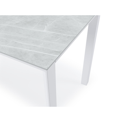 Malito tuintafel in wit aluminium en volkeramiek zaha stone - L 220 x B 70 x H 75,5 cm