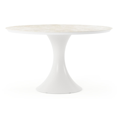 Fano tuintafel rond in wit aluminium en volkeramiek Rapolano dia. 130 cm