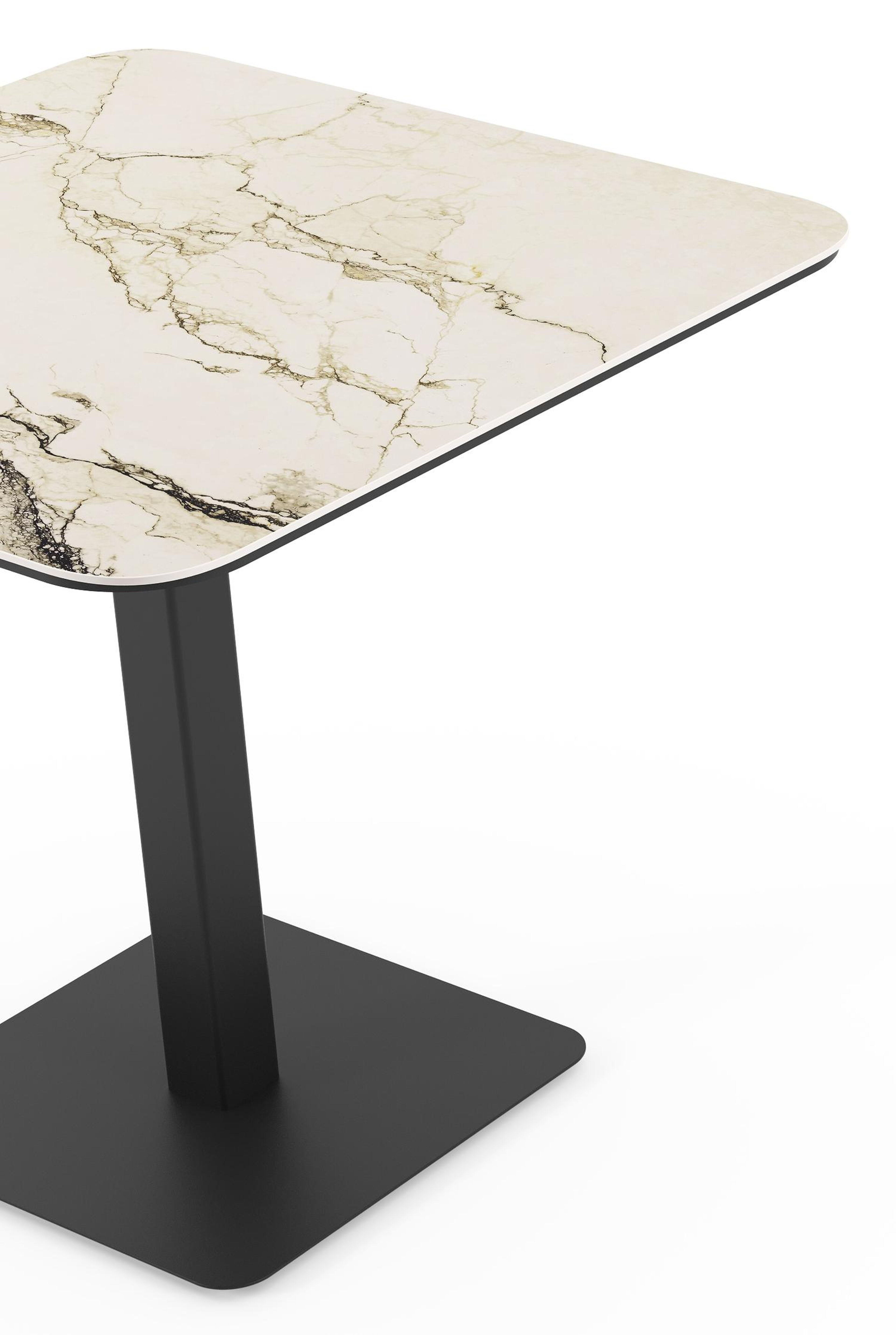 Fano kantelbare tuintafel vierkant afgerond in zwart aluminium en volkeramiek colorado dunes - L 80 x B 80 x H 73 cm