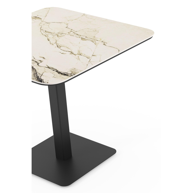 Fano kantelbare tuintafel vierkant afgerond in zwart aluminium en volkeramiek colorado dunes - L 80 x B 80 x H 72.5 cm