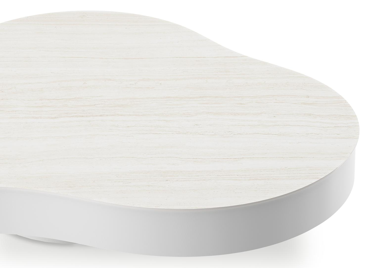 Lomano loungetafel in wit aluminium en volkeramiek Calista - L 131 x B 108 x H 8 cm