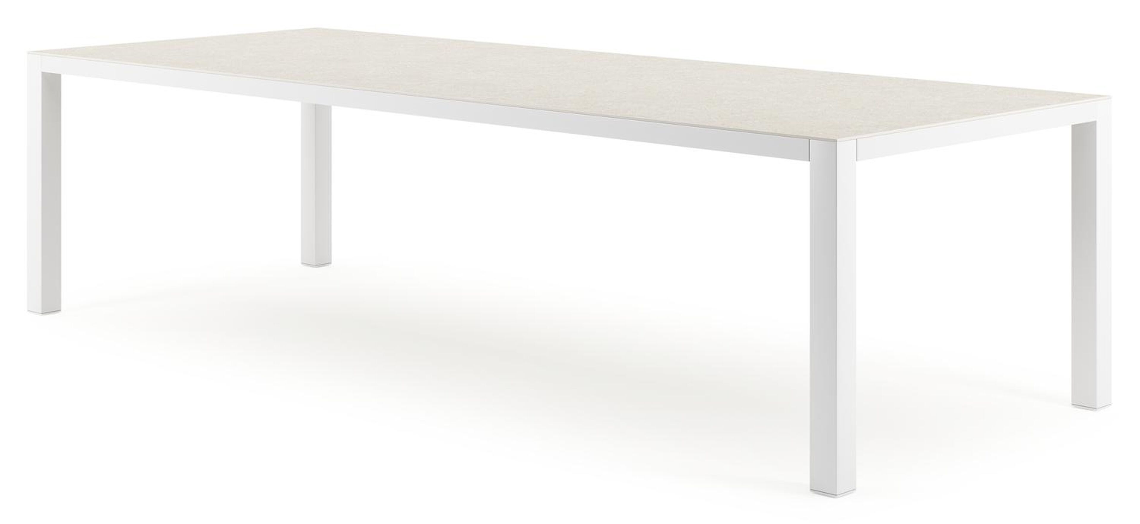 Como tuintafel in wit aluminium en volkeramiek shilin - L 280 x B 110 x H 75 cm