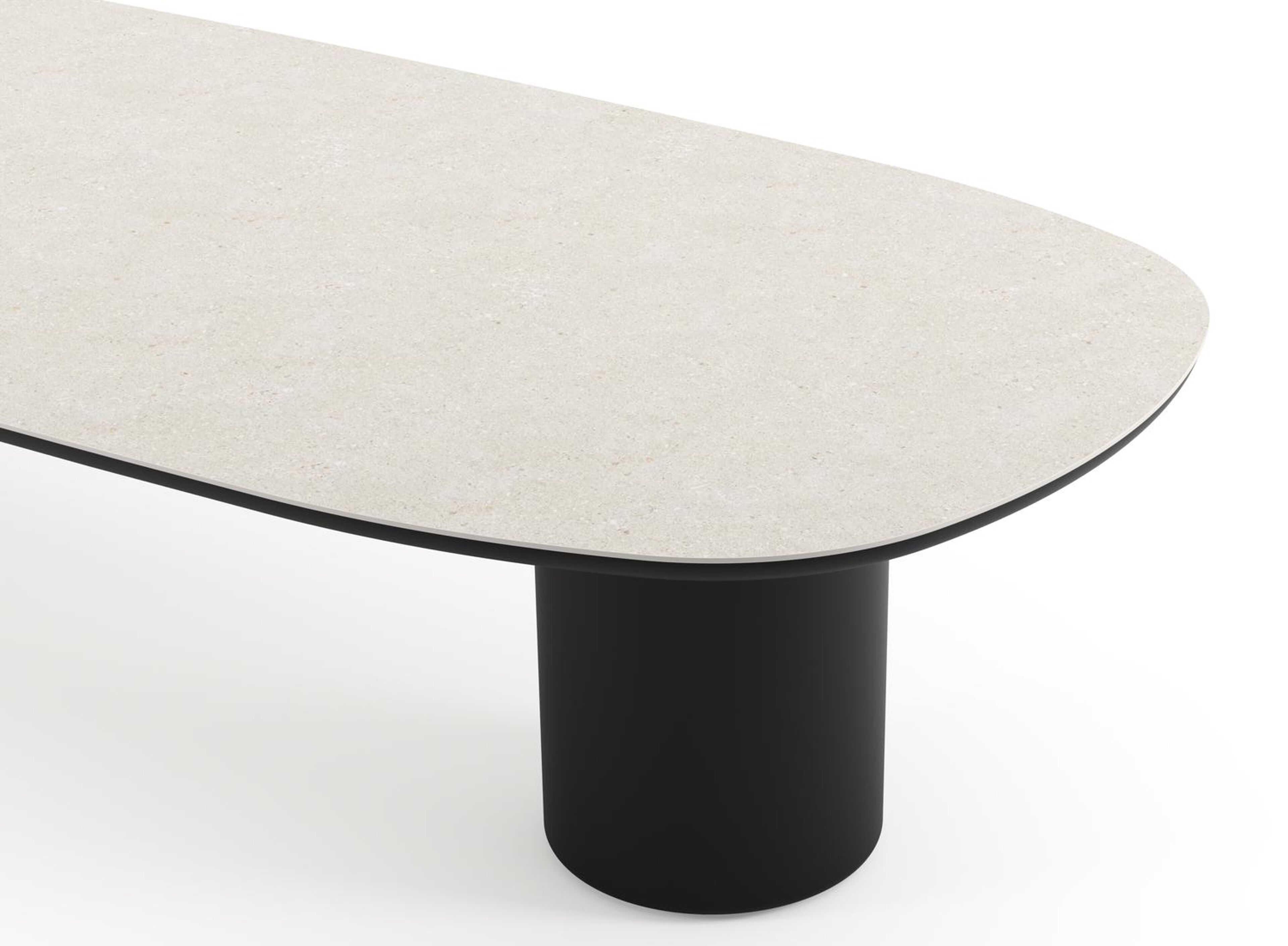 Table de jardin low dining Amico bombo en aluminium noir et céramique pleine Shilin - Lg. 320 x Lrg. 130 x Haut. 61 cm