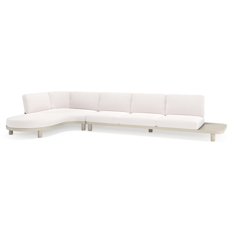 Donato loungehoek in beige aluminium met ego eggshell all weather solica kussen