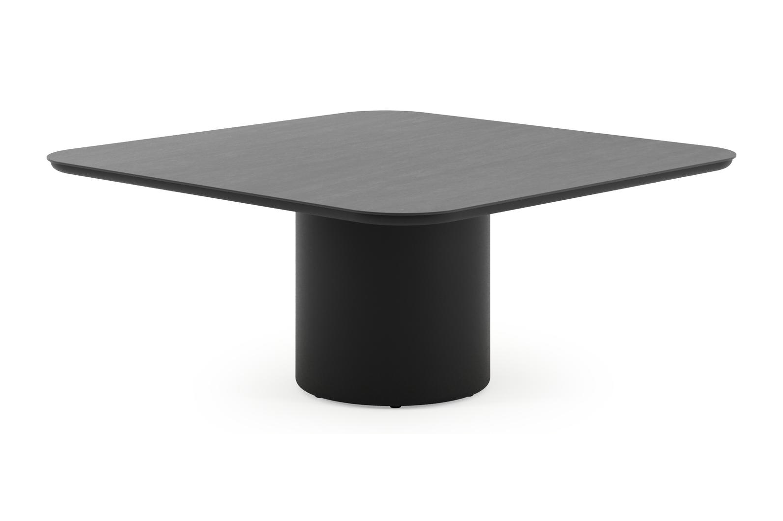 Amico low dining tuintafel afgerond vierkant in zwart aluminium en volkeramiek Basalt Black - L 148 x B 148 x H 61 cm