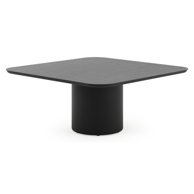 Amico low dining tuintafel afgerond vierkant in zwart aluminium en volkeramiek Basalt Black - L 148 x B 148 x H 61 cm