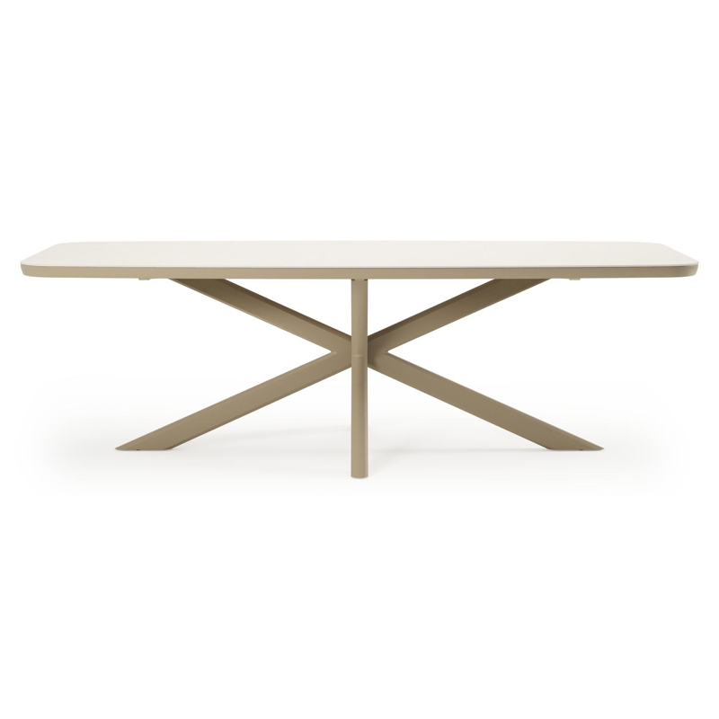 Pamplona tuintafel bootvorm in beige aluminium en sintered stone Crema minerale - L 239.2 x B 110 x H 73 cm